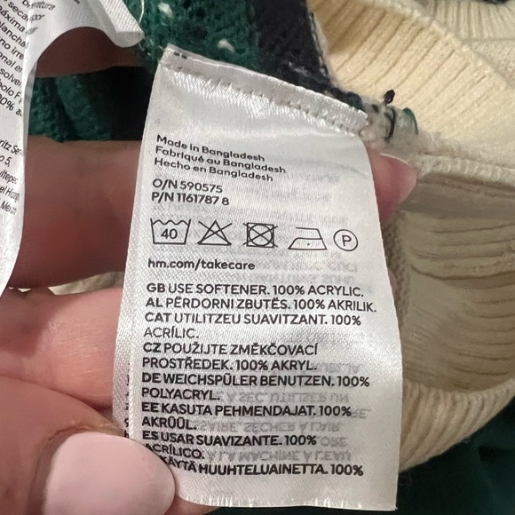 Divided H&M Stripe Sweater Women's 2XS Jacquard Pullover Crew Long Sleeves XXS - Picture 4 of 6